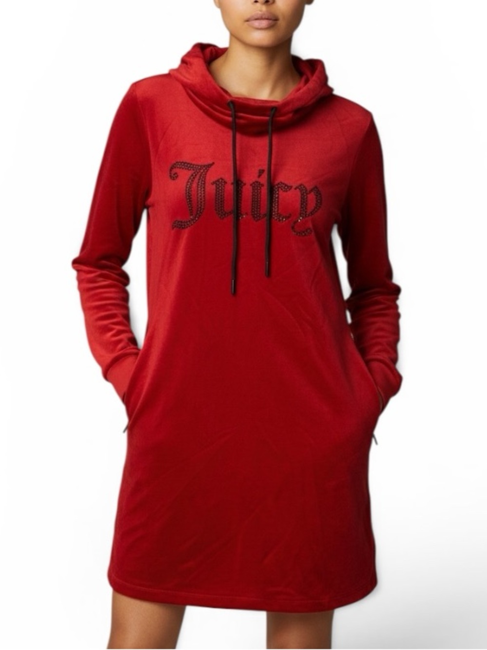 Juicy Couture Red Long-Sleeve Hoodie Dress